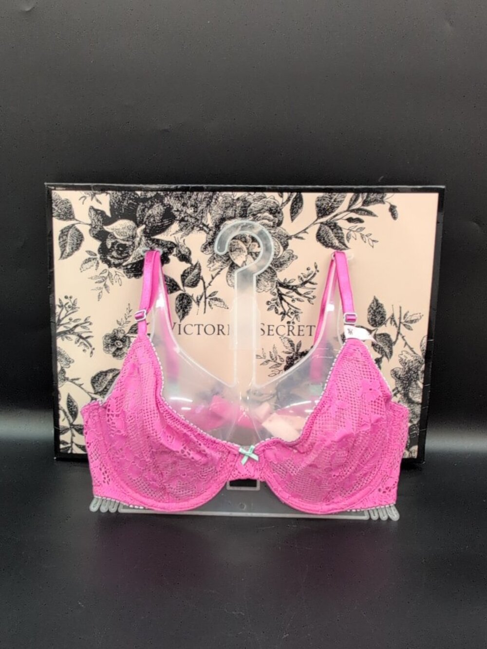 Victoria Secret Tease Lace Trim Unlined Demi Bra 34C New Peony & Waterfall